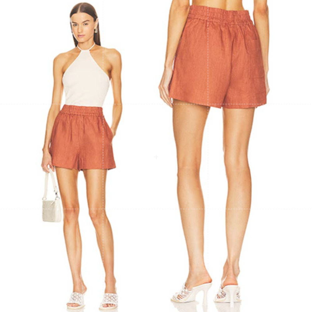 Rhode Kina Pull On Smocked Waist Mid Rise Short Women's Clove Size: XS NWT - Picture 8 of 8